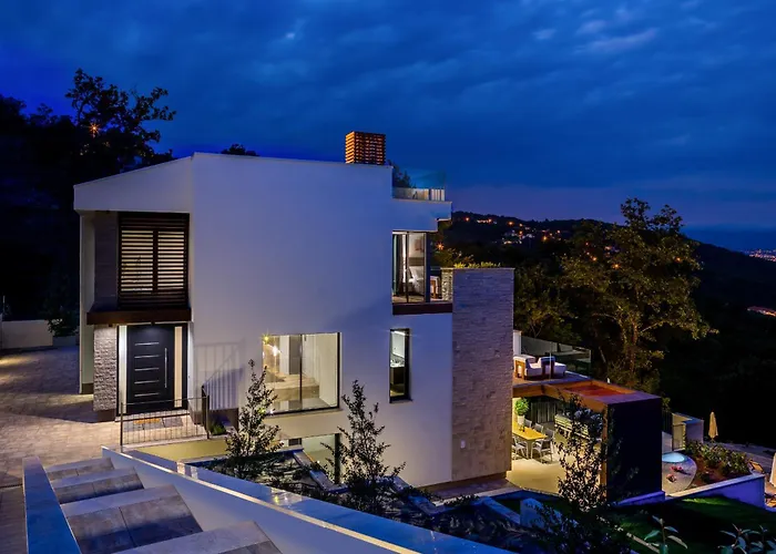 Luxury Altavista Near Opatija For 8 People With Wellness, Private Mini Golf Court & Amazing Sea View Poljane